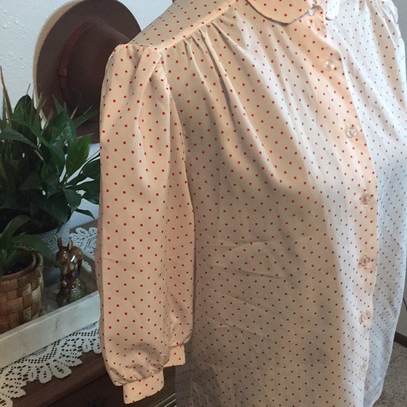 VTG 70’s donnkenny Polkadot Button Down Blouse - Picture 5 of 12